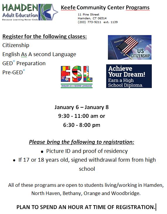 Calendar • Hamden Adult Education registration